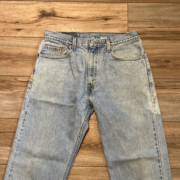 Men's VTG Levis 505 Regular Fit Denim Jeans 34x30 Blue Y2K  Distressed Bleached - Picture 2 of 11